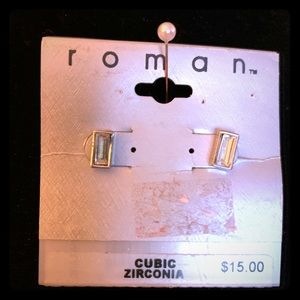 NWT ROMAN CUBIC ZIRCONIA SMALL BAGUETTE STUDS